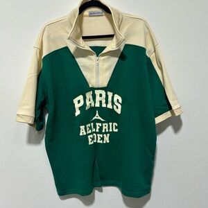 Brand new short sleeve pullover quarter zip from Elfric Eden with graphic